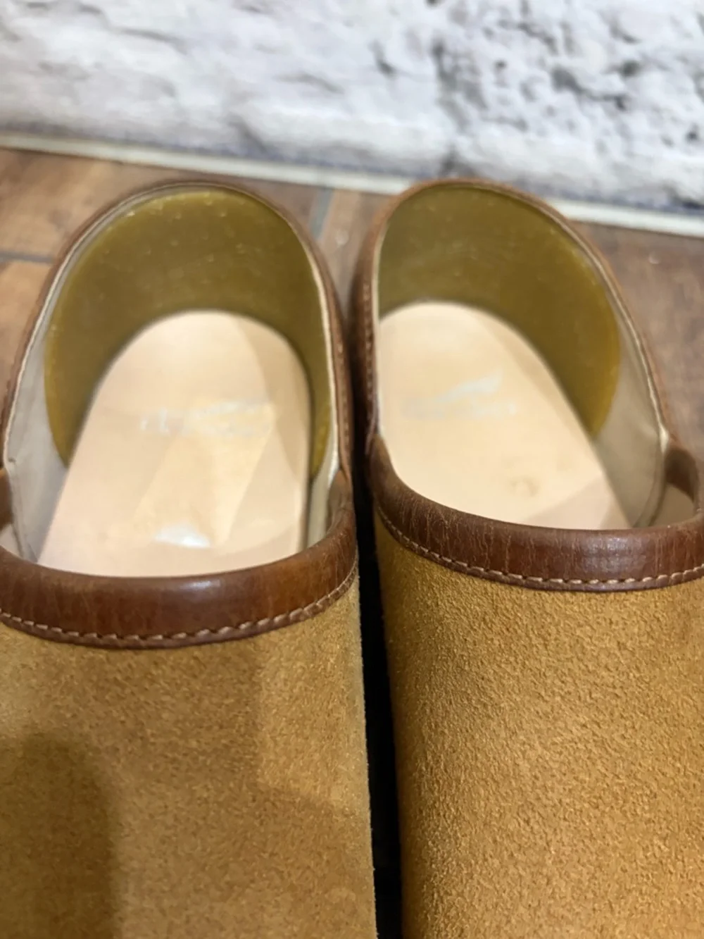 Dansko Brenna Clogs Tan Burnished Suede Slip On Comfort Leather Stain Resistant - Picture 5 of 8